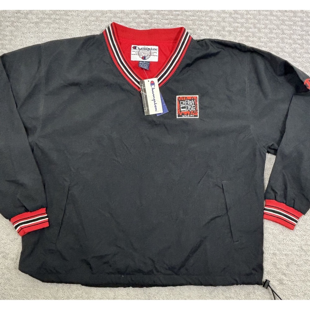 Vintage Cherry Coke Champion Windbreaker Pullover XL Black Red Coca-Cola NEW